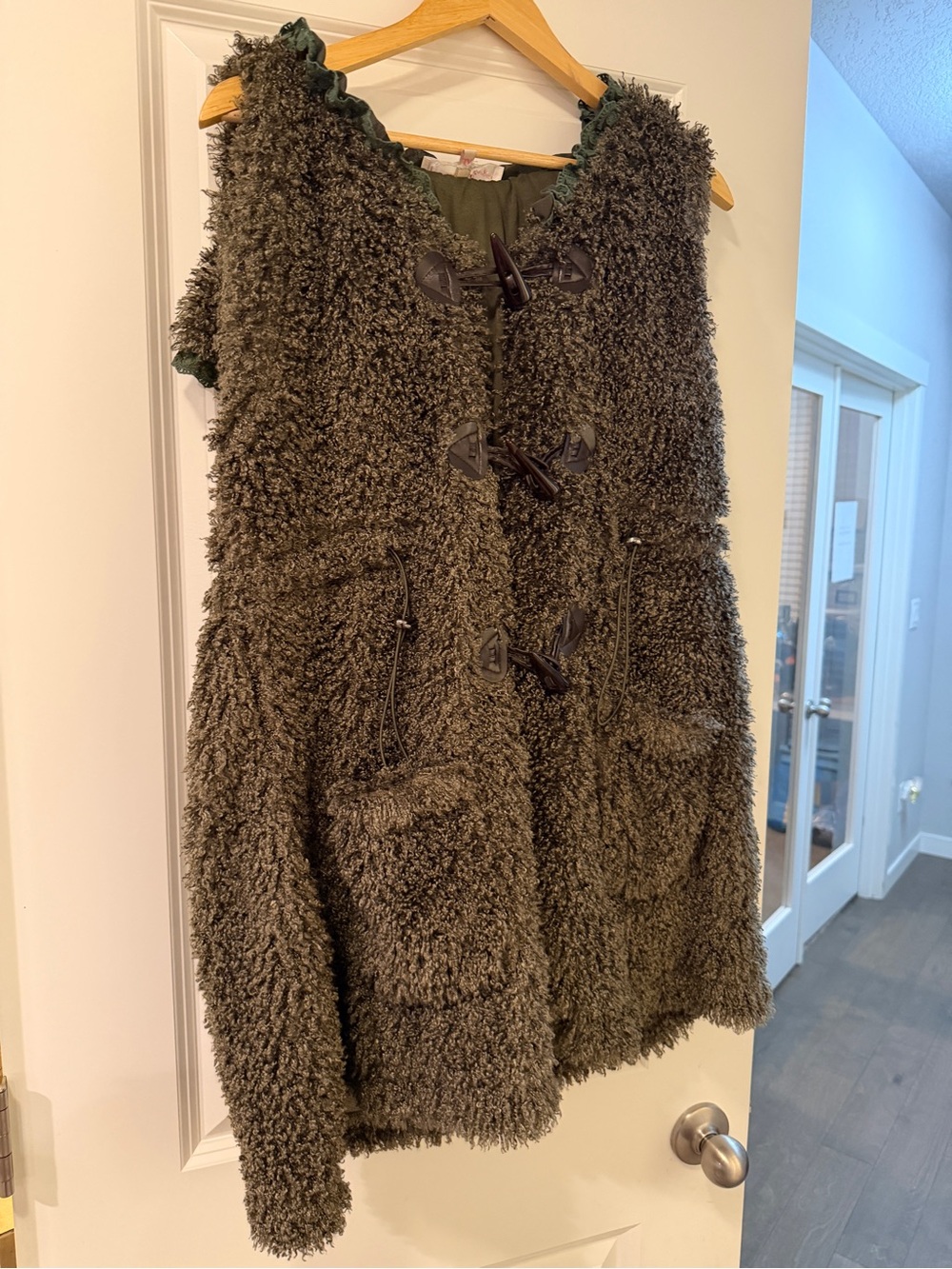 Pretty Angel Olive Green Faux Shearling Toggle Jacket
